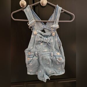 Baby girl denim overalls floral size 12 months